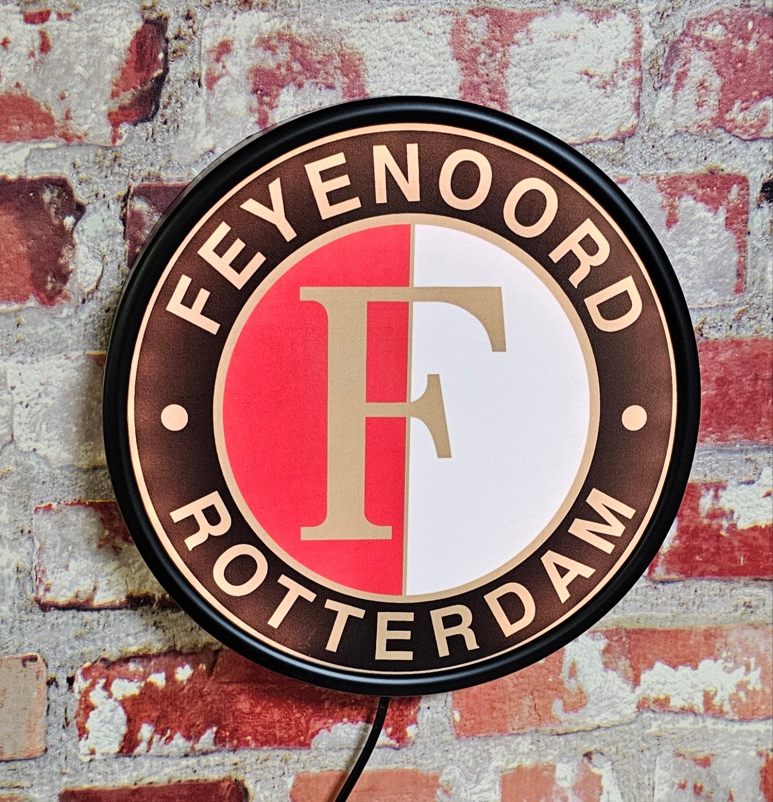 Feyenoord Reclamebord LED - 20 cm doorsnede, Ophalen of Verzenden, Reclamebord