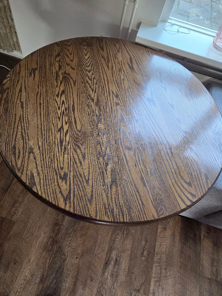 Eikenhouten eettafel, Ophalen, 50 tot 100 cm, 100 tot 150 cm, Zo goed als nieuw