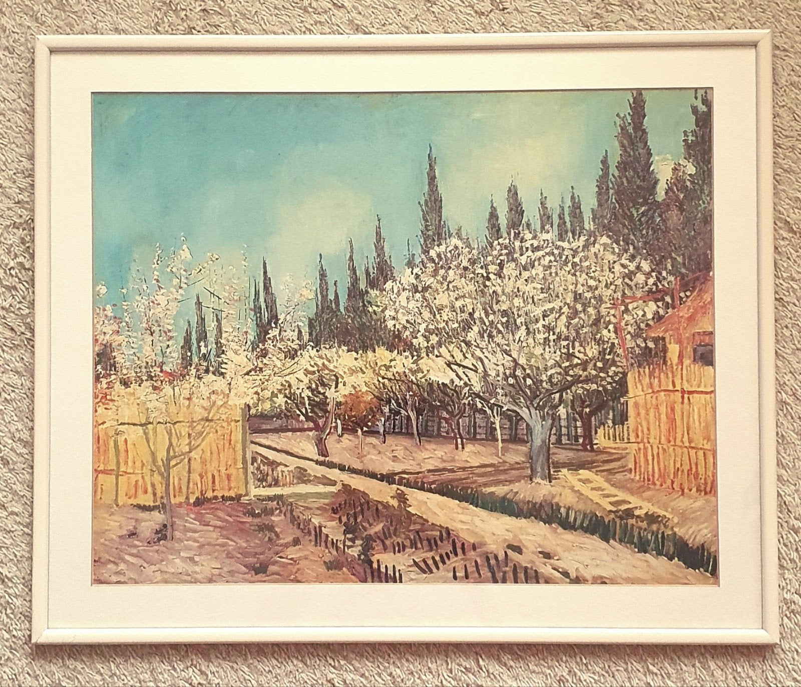 Set van 2 ingelijste Van Gogh reproducties 60x50cm, Ophalen, Achter glas, Impressionistisch, Landschap