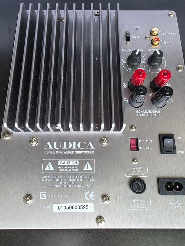 Audica actieve subwoofer op spikes, Overige merken, Gebruikt, Subwoofer, Ophalen of Verzenden