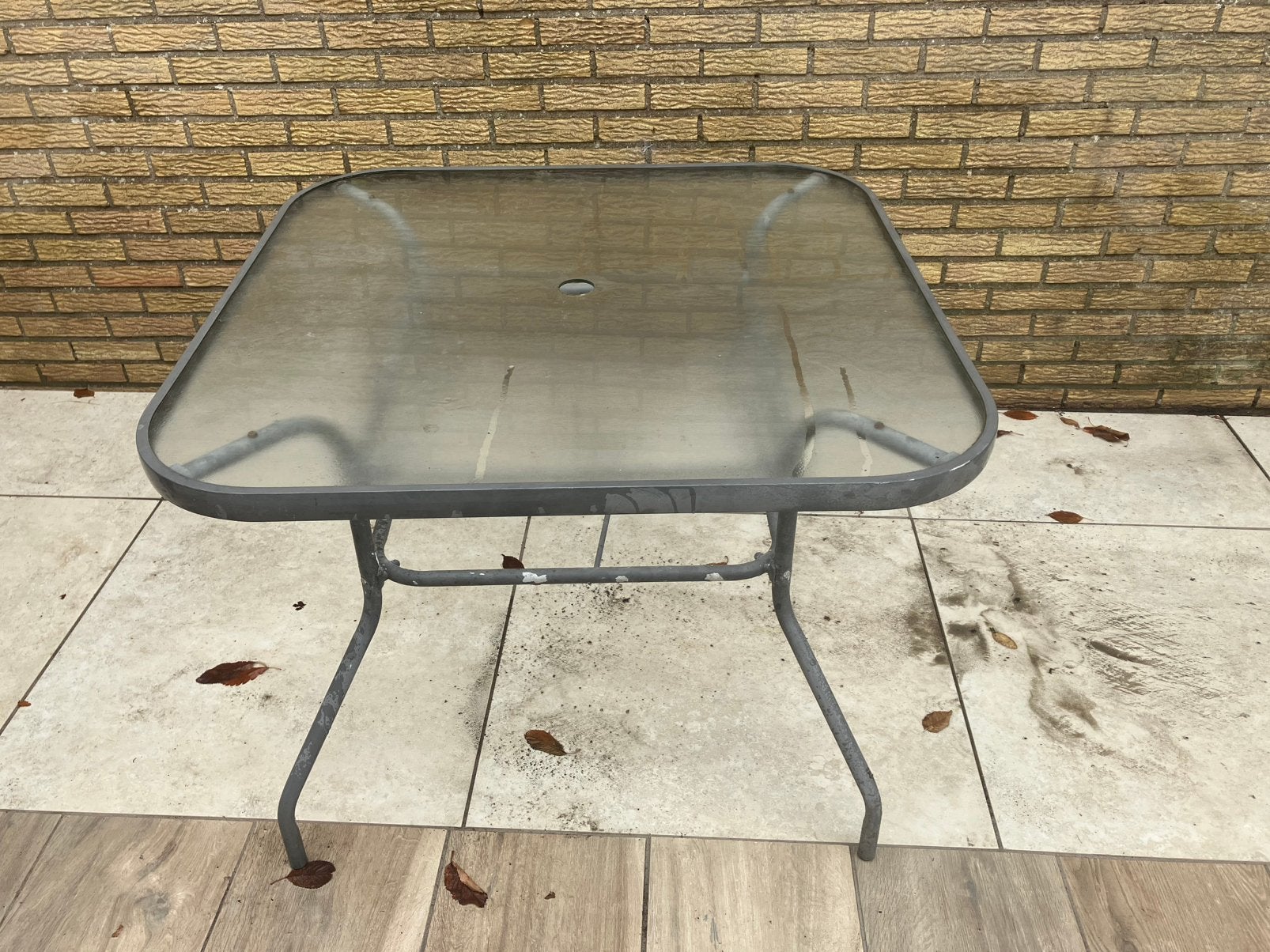 Gratis tuintafel, Ophalen of Verzenden, Gebruikt, Vierkant, Aluminium
