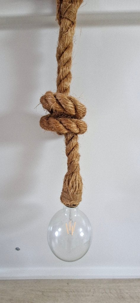 Stoere hanglamp van dik jute touw met knoop – inclusief lamp, Ophalen