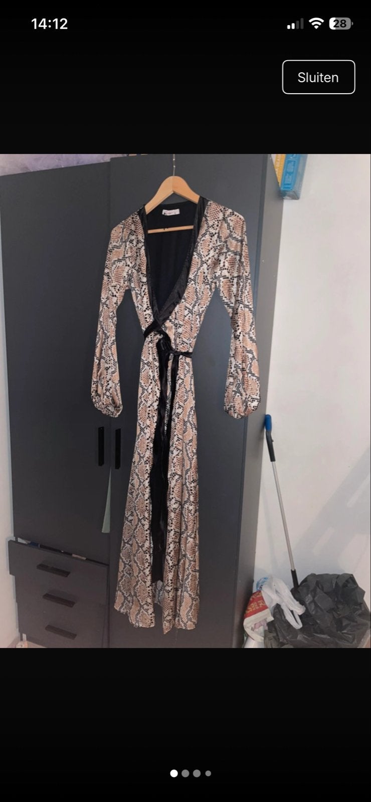 Overslag abaya met slangenprint - Maat XS, Ophalen, Meerkleurig, Zo goed als nieuw, Maat 34 (XS) of kleiner