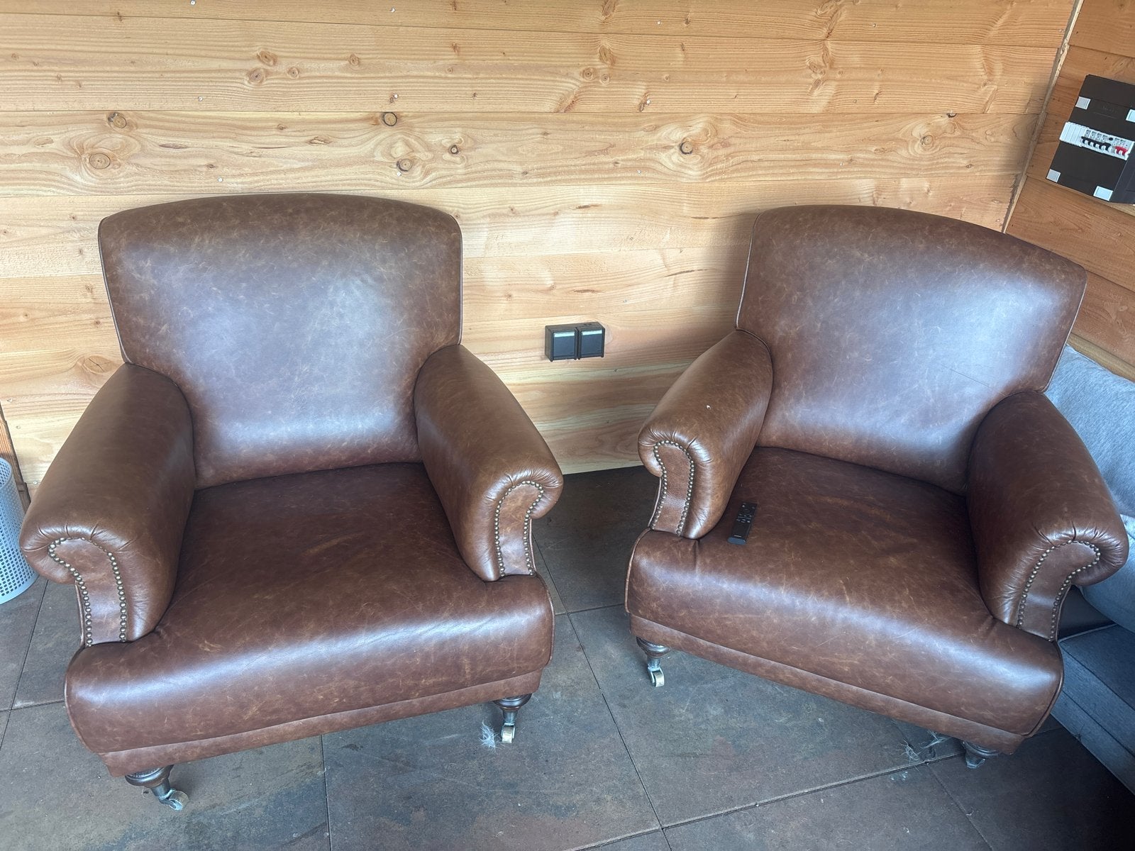 Leren fauteuils - Set van 2, Huis en Inrichting, Ophalen of Verzenden, Gebruikt, Leer, 75 tot 100 cm