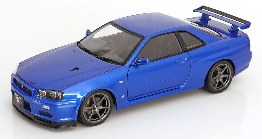 1:12 Nissan Skyline GT-R R34 - 2001 - Blauw met. OEM Velgen, Kk-scale, Auto, ., Nieuw