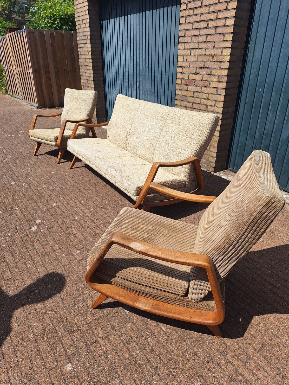 Vintage Zijlstra Rietlanden/Poly-Z lounge set, Antiek en Kunst, Ophalen