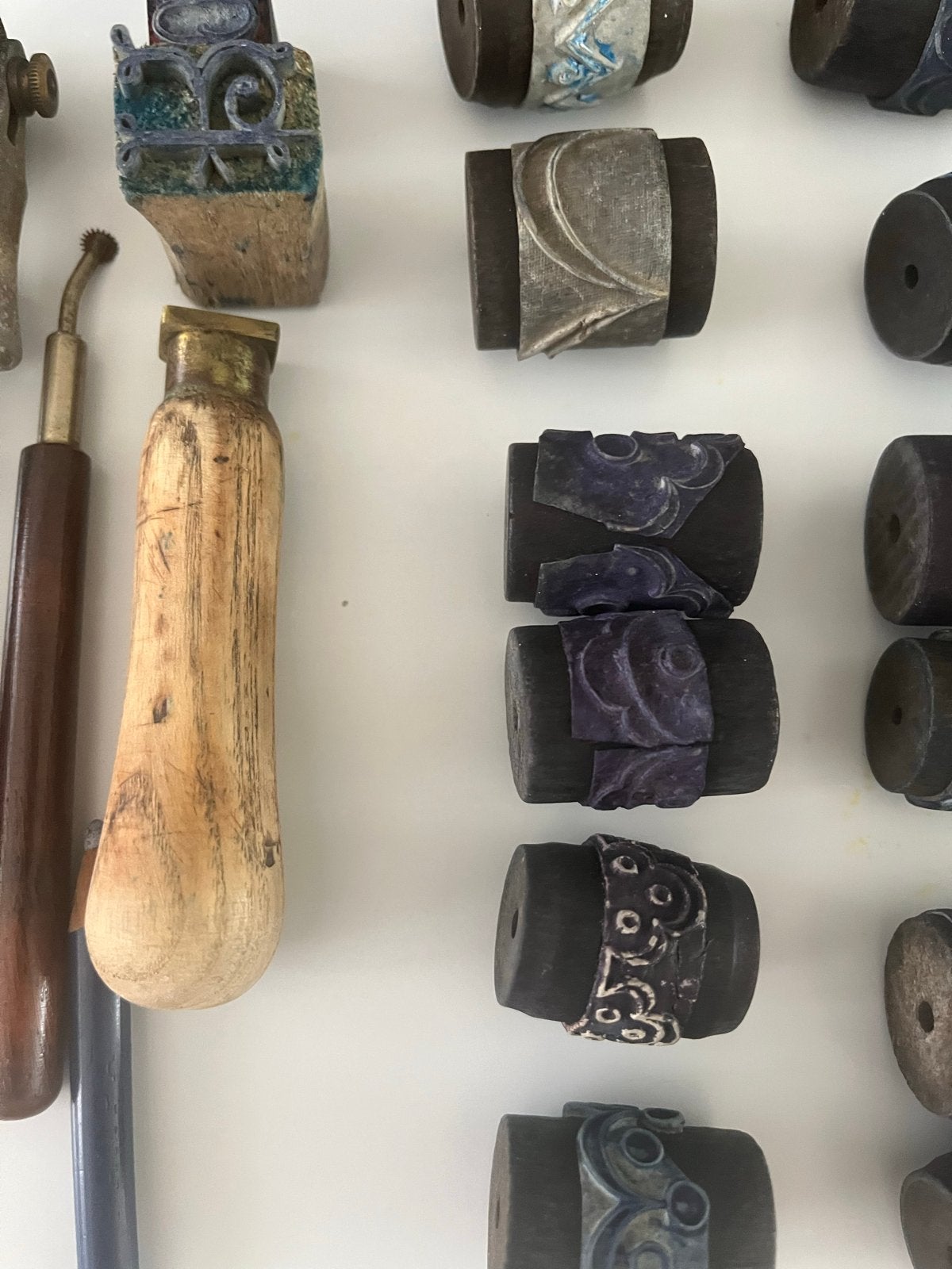 Antieke inktstempels en lakstempel voor textiel/behang, Antiek en Kunst, Ophalen of Verzenden