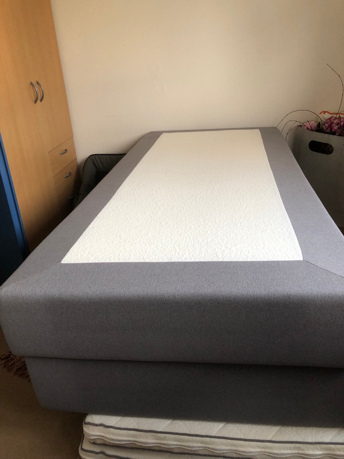 Eenpersoons boxspringmatras 180x90x20 - Grijs, Ophalen, Gebruikt, 90 cm, Eenpersoons