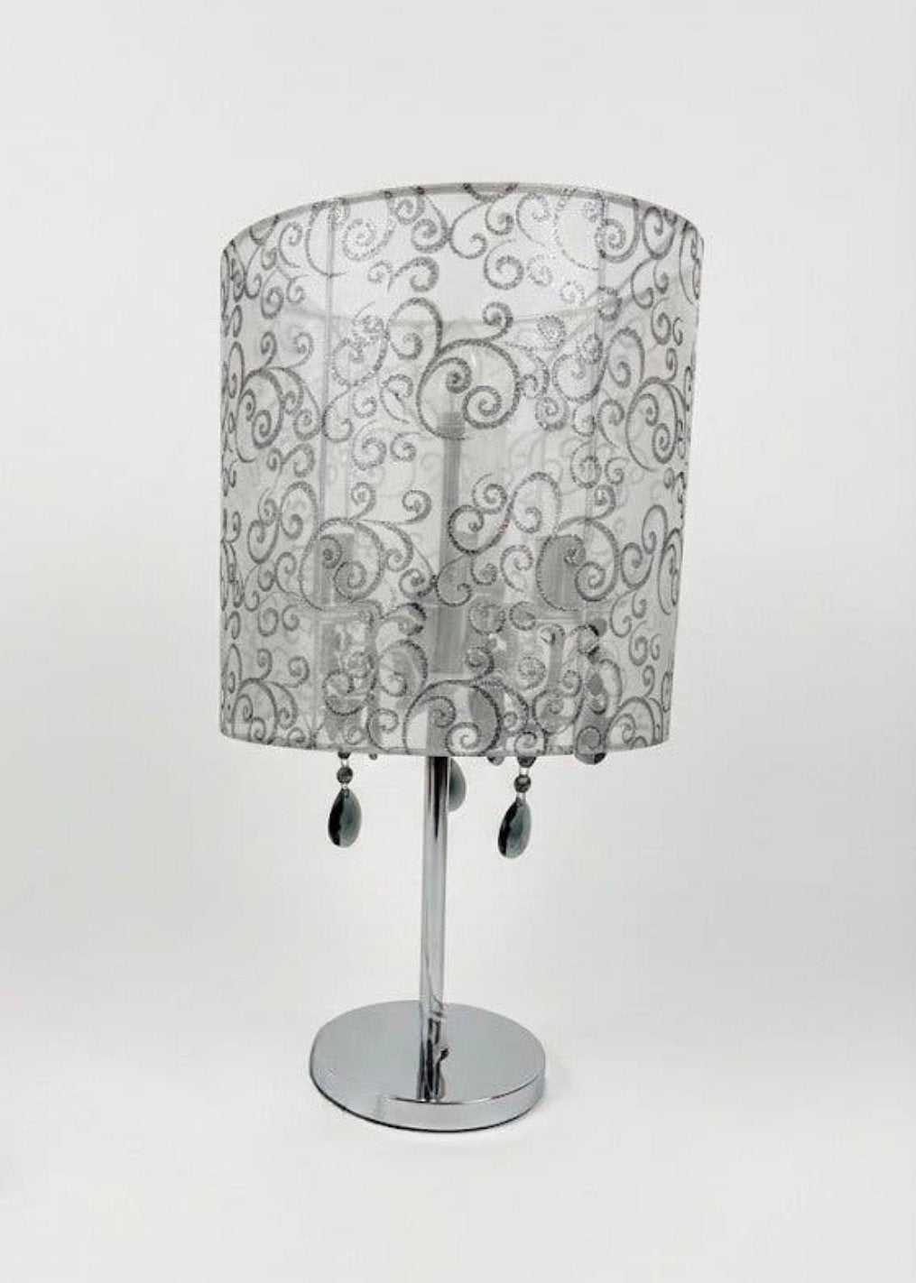 Elegante Tafellamp met Zilveren Krullen en Kristallen, Ophalen, Overige merken, Nieuw, Overige fittingen