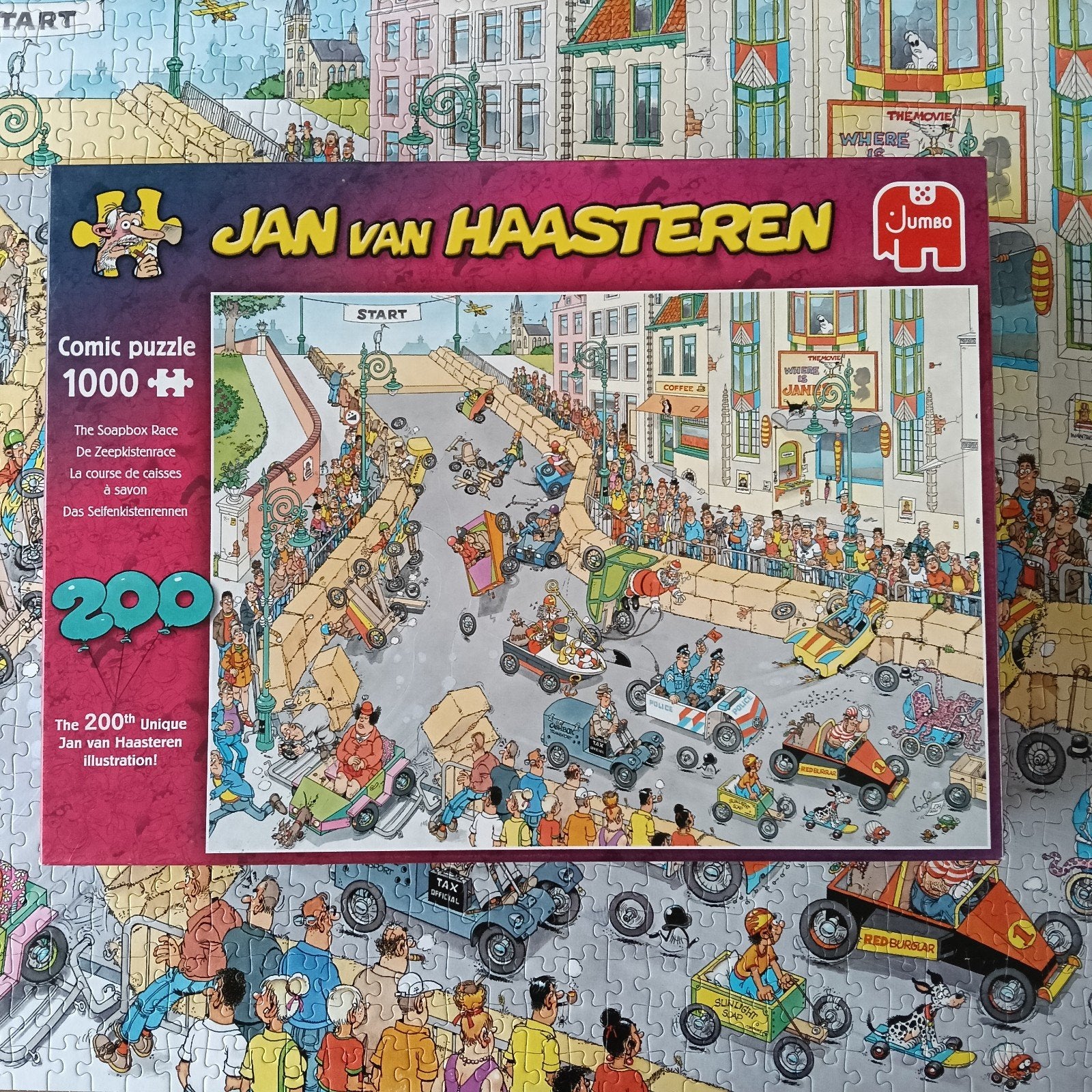Jan van Haasteren De Zeepkistenrace 1000 stukjes, Kinderen en Baby's, Speelgoed | Kinderpuzzels, Ophalen of Verzenden, Meer dan 50 stukjes