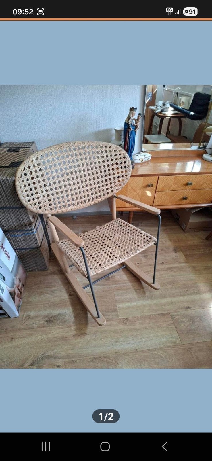 IKEA GRÖNADAL Schommelstoel - Rotan en Berkenhout, Ophalen