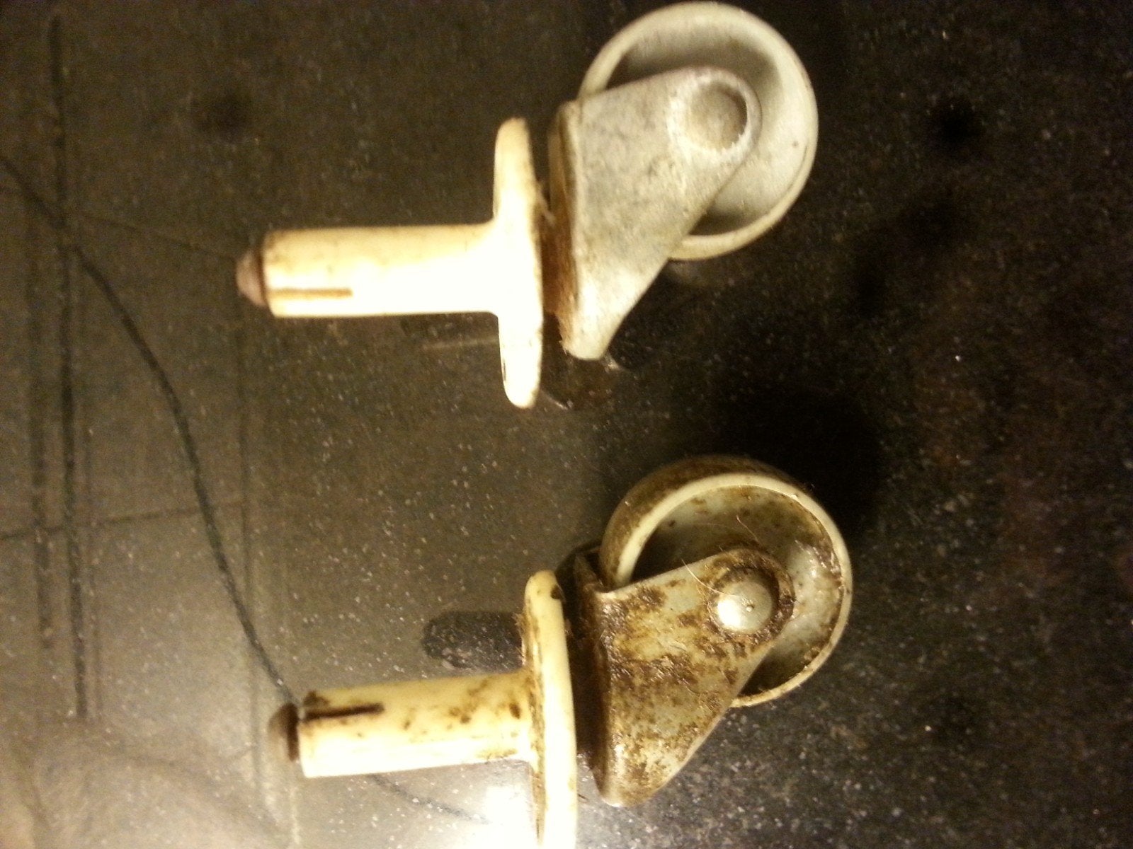 Vintage Industriële Zwenkwielen met Stift (2 stuks), Ophalen of Verzenden, Gebruikt