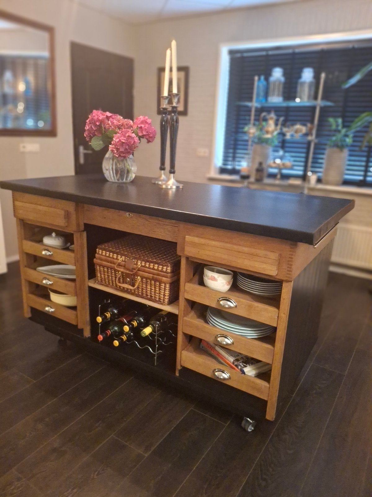 Robuust vintage 'Keuken' eiland - Toonbank  - Roomdivider, Ophalen