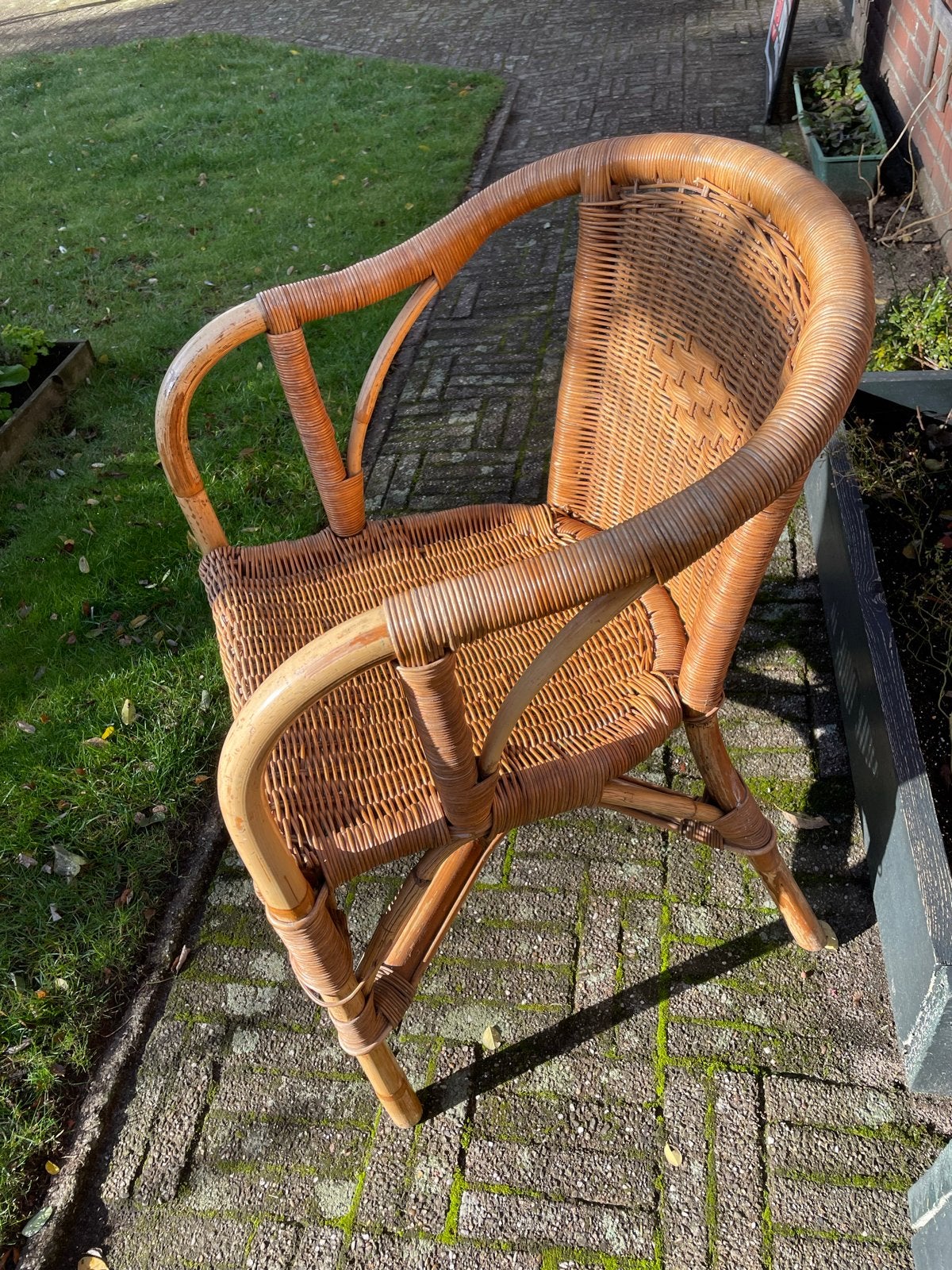 Vintage rotan stoel - perfect voor binnen of buiten, Ophalen of Verzenden
