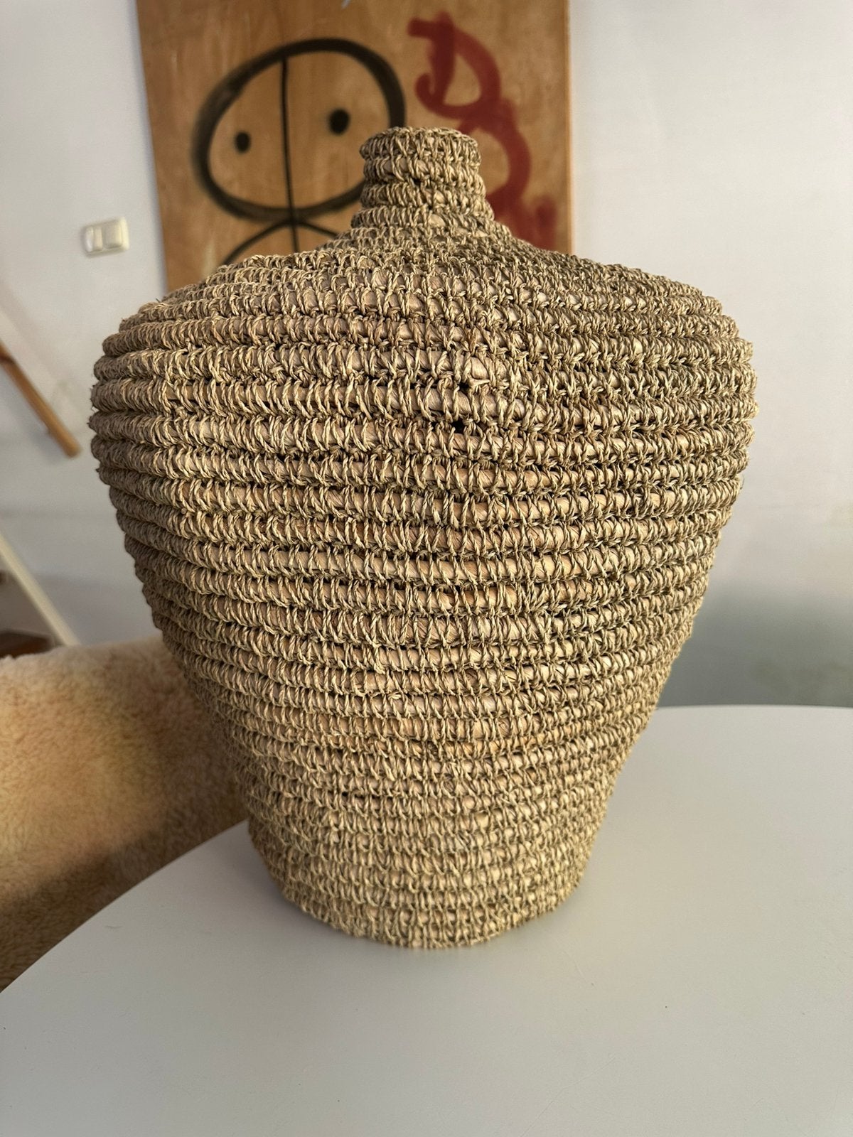 Rieten mand / vaas, Ophalen of Verzenden, Nieuw, Rond, Riet