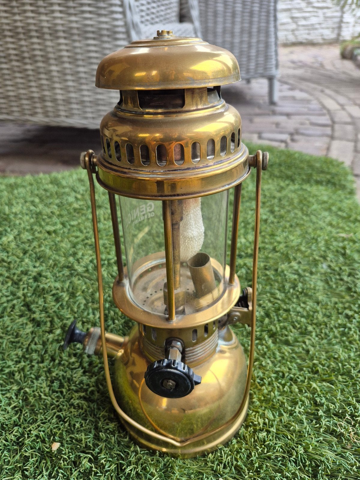 Vintage Geniol Petroleumlamp - Nog heel mooi en werkend, Antiek en Kunst, Antiek | Lampen, Ophalen of Verzenden
