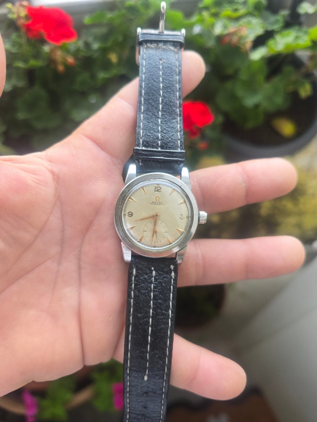 Omega Bumper Automatic - Cal. 342 - Jaren '40, Staal, Met bandje, Polshorloge, Omega