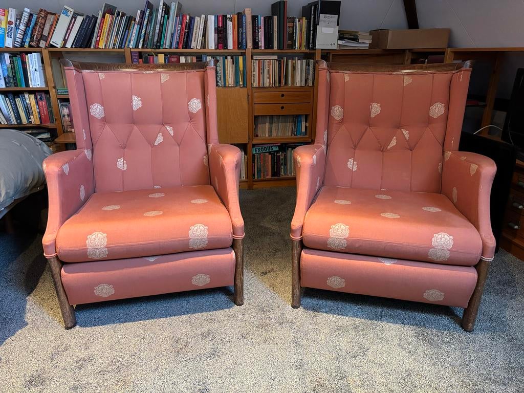 Giorgetti fauteuils - set van twee, Ophalen, Gebruikt, Hout, 75 tot 100 cm