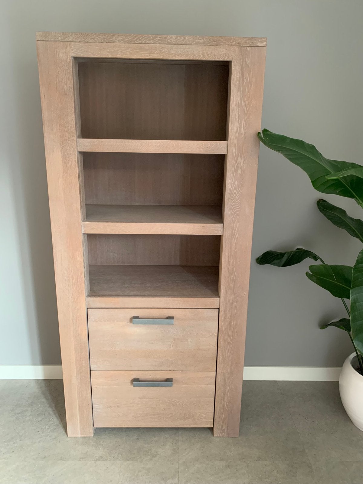 Zware Massief eiken kast - vakkenkast - boekenkast, Huis en Inrichting, Ophalen, 50 tot 100 cm, Zo goed als nieuw, 150 tot 200 cm