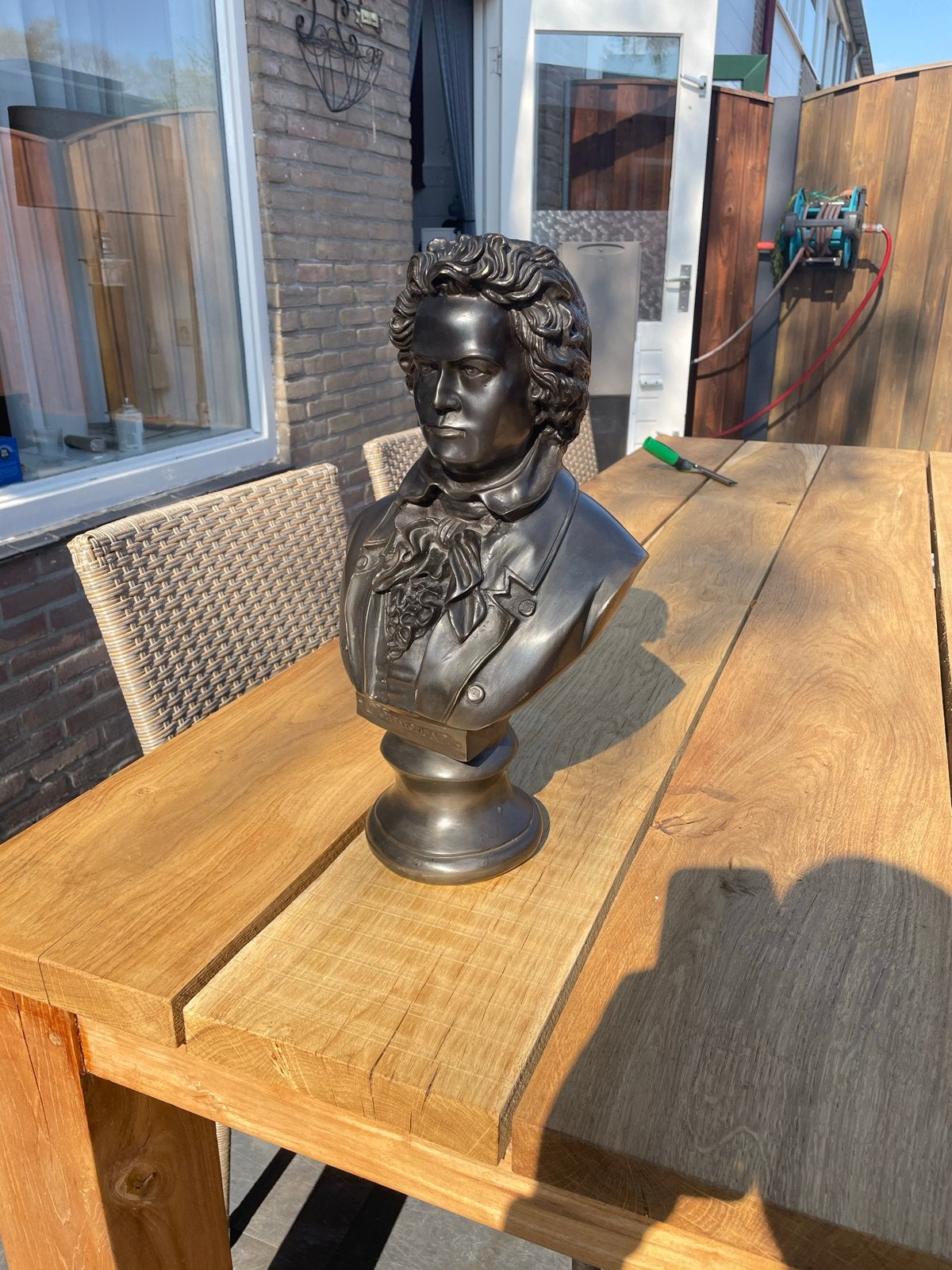 Bronzen Buste van Ludwig van Beethoven, Buste, Ophalen of Verzenden, Brons, 20 - 50 cm