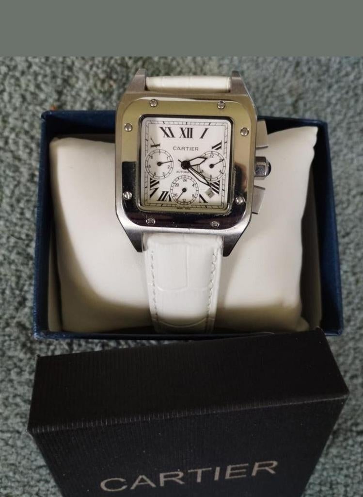 Cartier Santos Automatisch Horloge - Zgan  in Doosje, Overige merken, Leer, Staal, Polshorloge