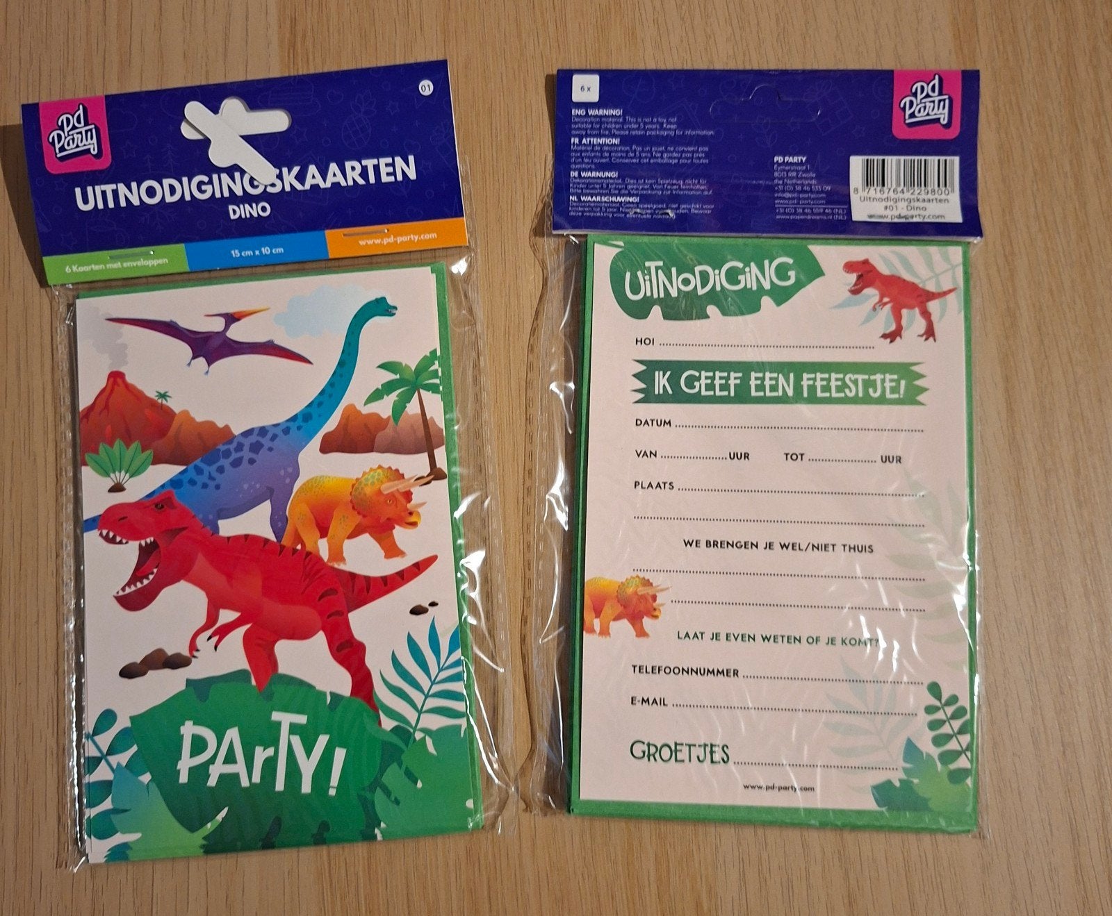 Dino Uitnodigingskaarten - Perfect voor Kinderfeestjes!, Ophalen of Verzenden, Nieuw, Feestartikel, Verjaardag