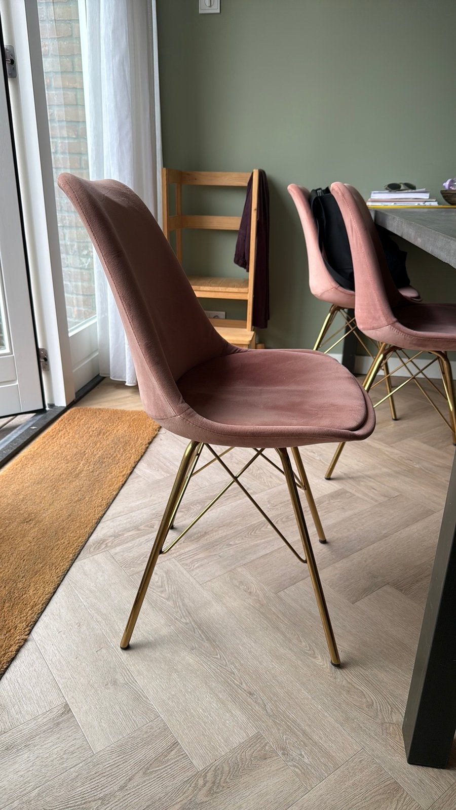 6 x velours licht roze stoel, Ophalen, Overige materialen, Gebruikt, Overige kleuren