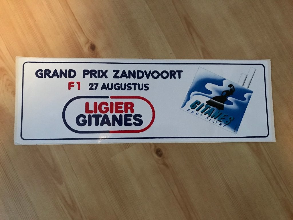 Grote vintage Formule 1 sticker Zandvoort 1978 - Gitanes, Verzamelen, Ophalen of Verzenden, Zo goed als nieuw, Sport