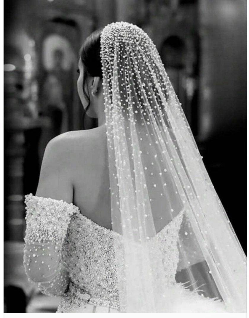 Nieuwe bruidssluier sluier weddingveil met parels 3 meter, Kleding | Dames, Trouwkleding en Trouwaccessoires, Ophalen of Verzenden