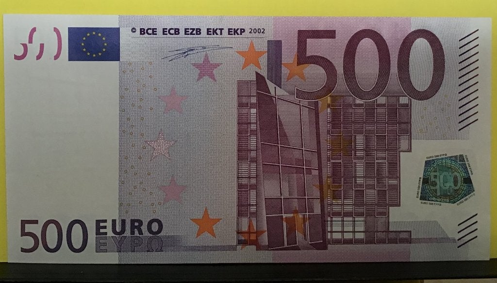 7  eurobiljetten 1x 500, 200, 100, 50, 20, 10 en 5 euro UNC, Ophalen of Verzenden, Overige landen, 500 euro, Setje