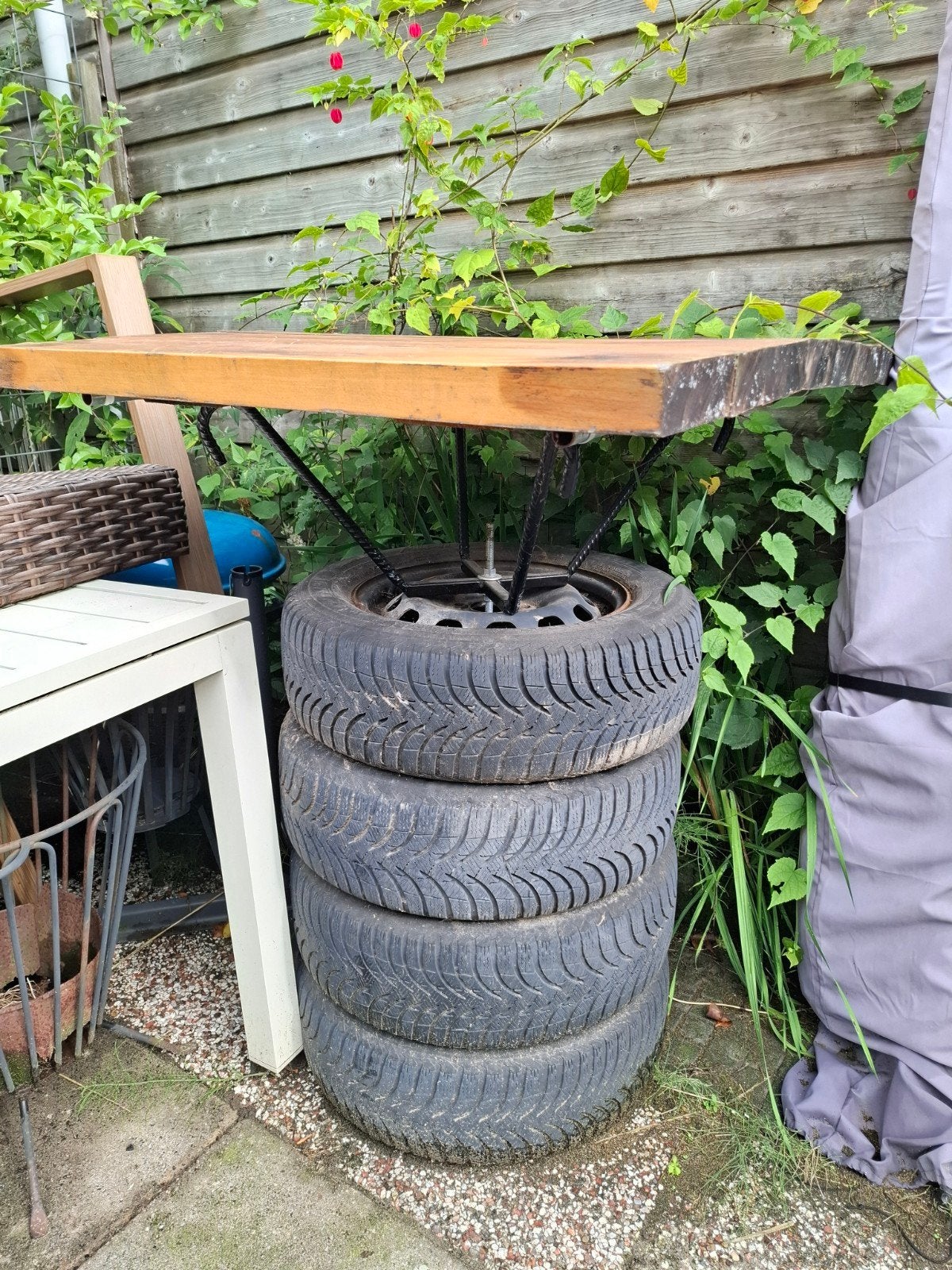 GRATIS oude sta-tafel, Tuin en Terras, Ophalen, Gebruikt, Rechthoekig