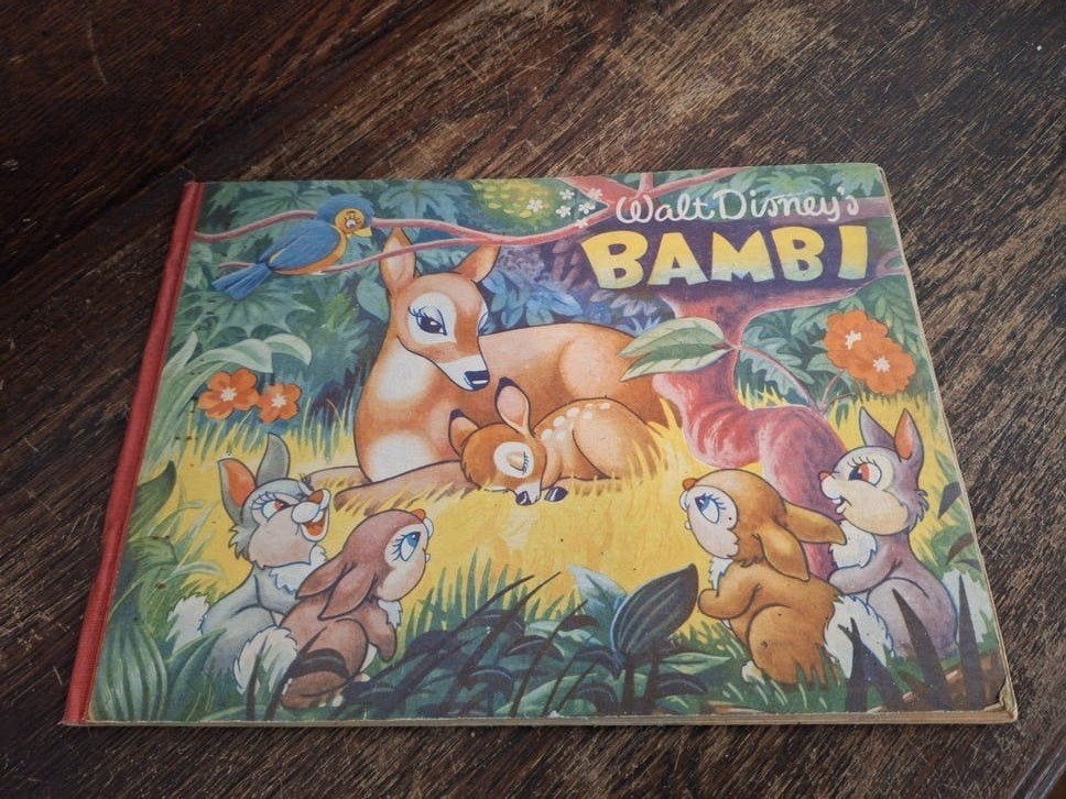 Vintage plakplaatjes album Bambi, Verzamelen, Ophalen, Overige figuren, Gebruikt, Overige typen