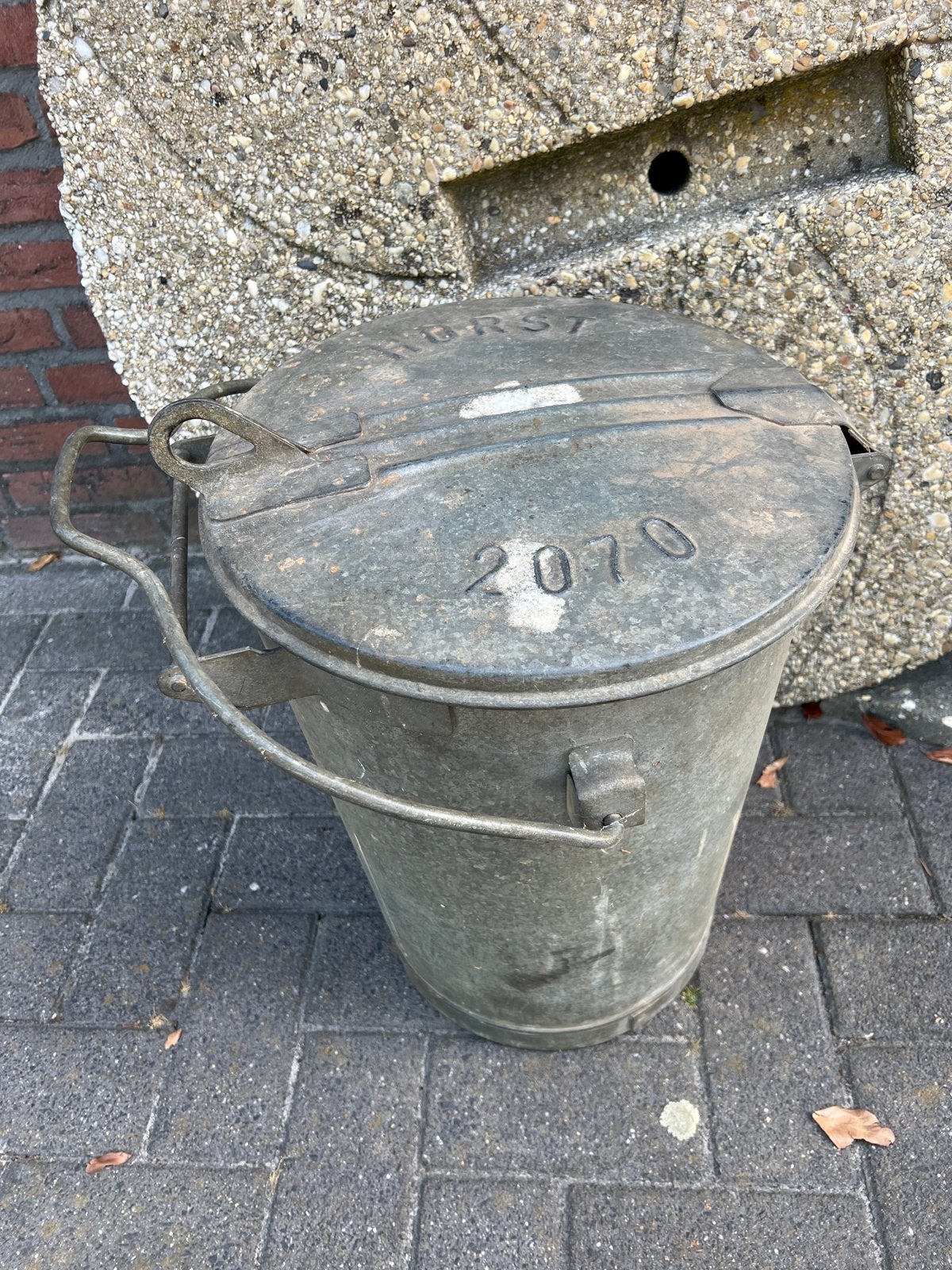 Vintage metalen emmer met deksel - 'Horst 2070', Ophalen