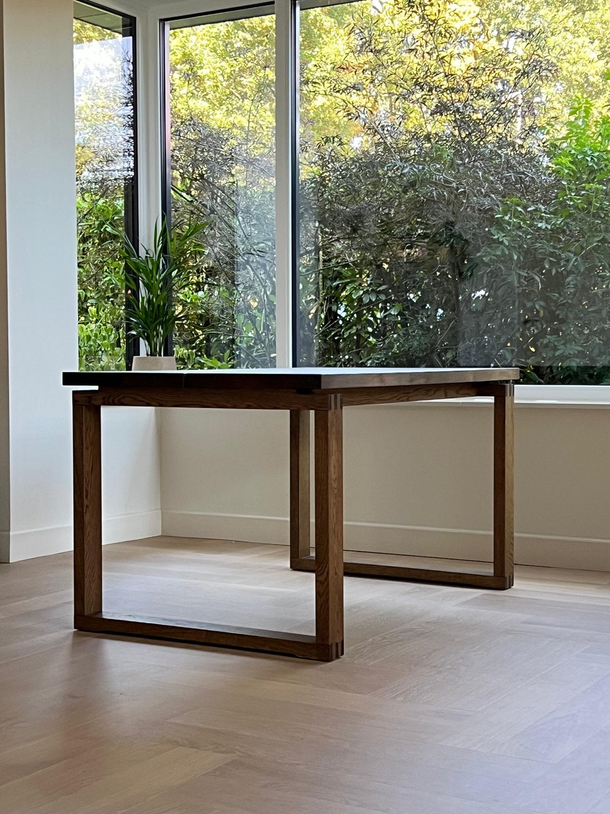 Ikea MÖRBYLÅNGA eettafel, eikenfineer, bruin gelazuurd, Huis en Inrichting, Ophalen, 100 tot 150 cm, Eikenhout, 50 tot 100 cm