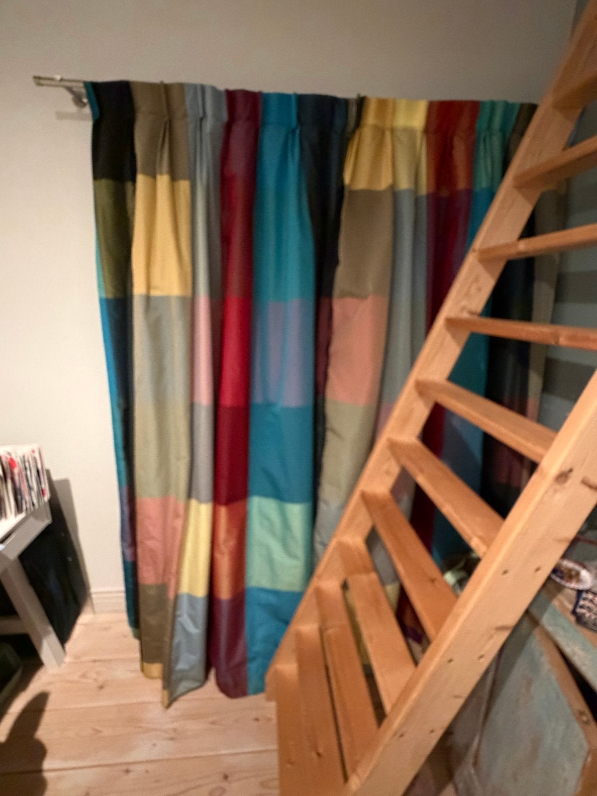 Volledig verduisterend Kleurrijk Gordijn met blokken, Ophalen, Gebruikt, Blauw, Lichtdoorlatend