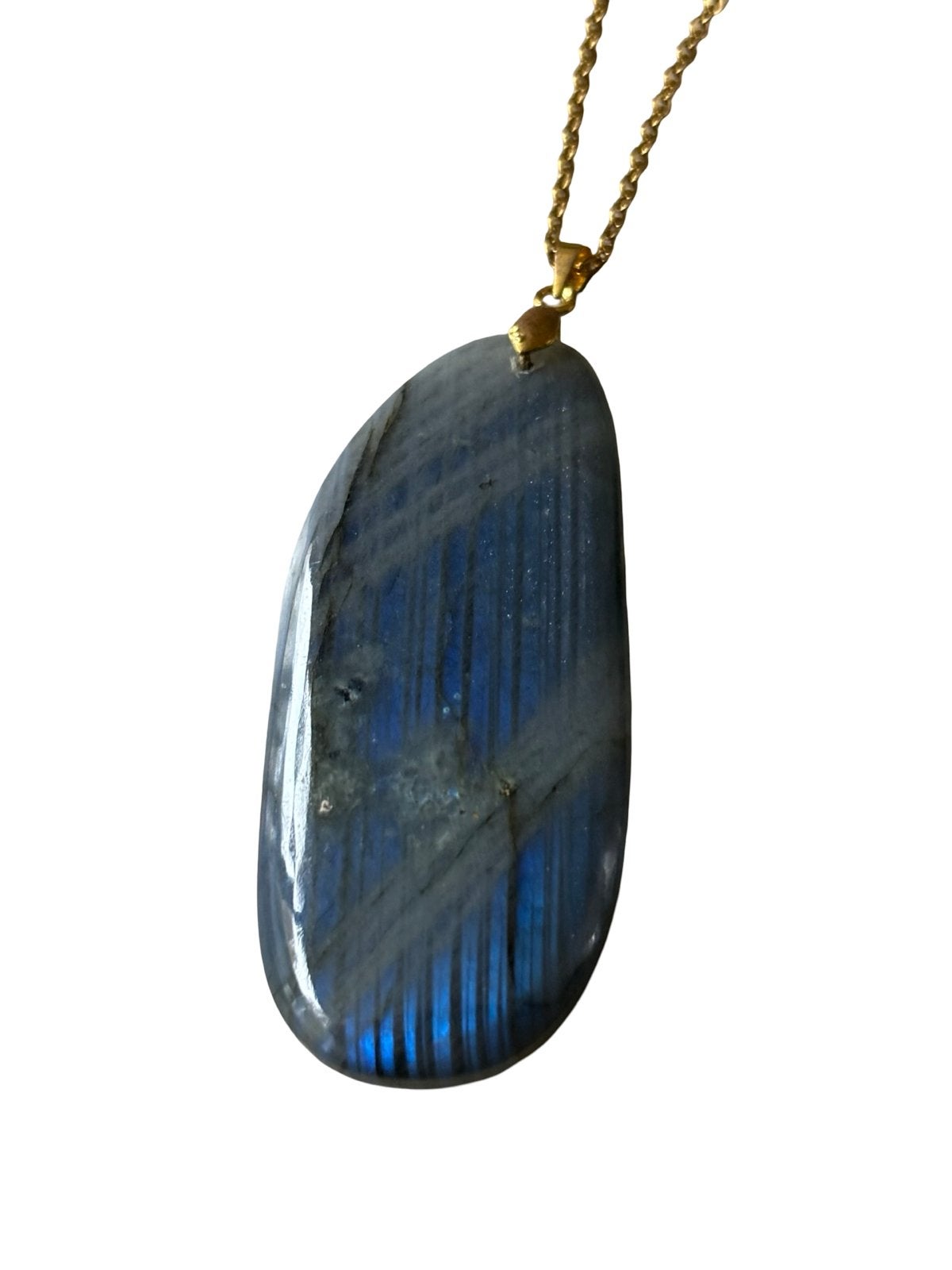 Labradoriet Edelsteen Ketting - Roestvrijstaal Sieraden, Nieuw, Ophalen of Verzenden, Schimmelstraat, Steen of Mineraal