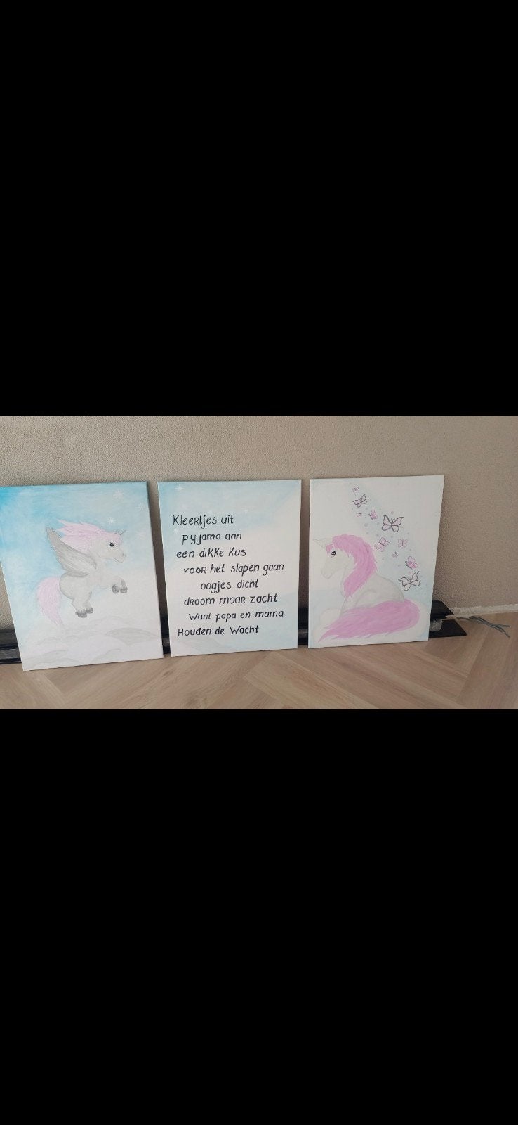 Unicorn schilderijen met gedicht - Handgemaakt, Ophalen
