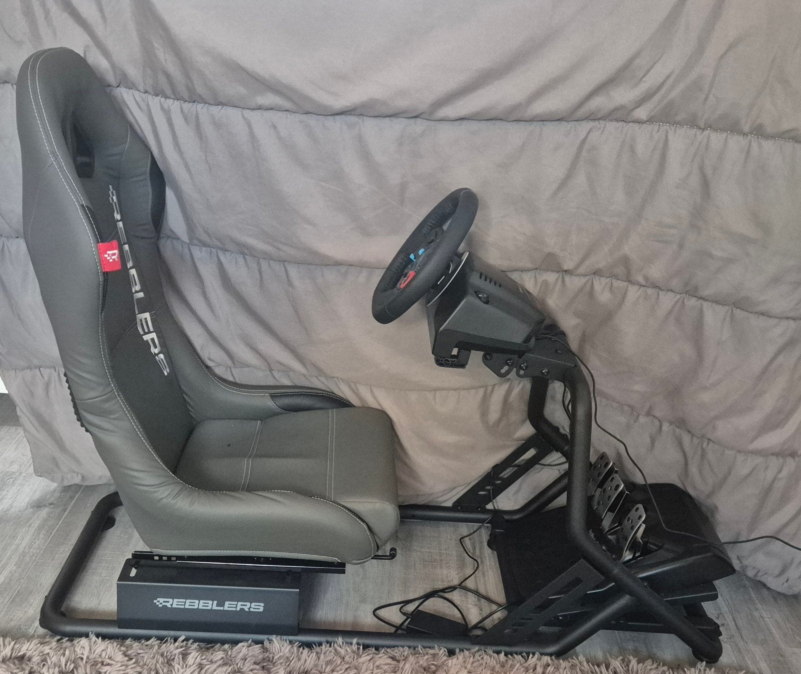Rebblers racestoel met Logitech stuur en pedalen (PS), Ophalen of Verzenden, Zo goed als nieuw, Playseat of Racestoel, PlayStation 4