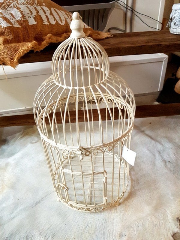 Decoratieve Vogelkooi Wit Crème Metaal - Brocante Stijl, Helene Livingstyle, Brocante, Onbekend, Nieuw