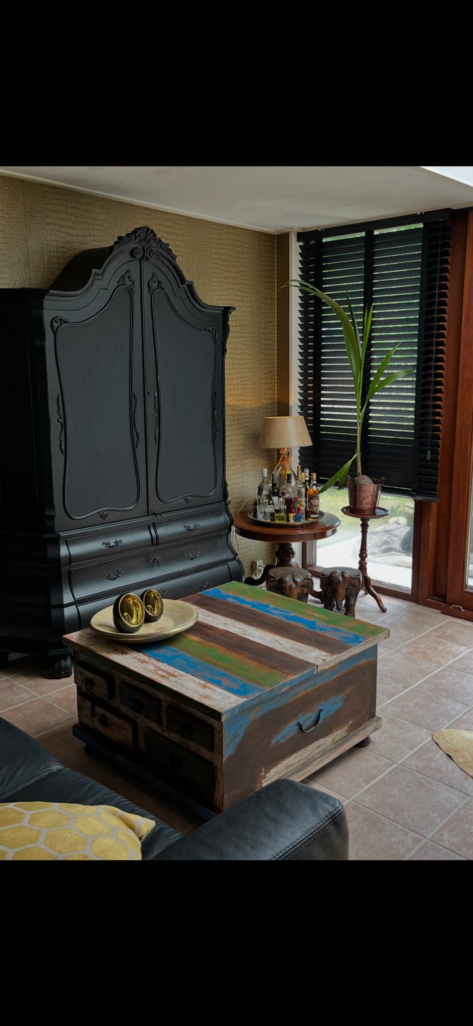 Unieke, zware kwaliteit salontafel met klep en lades, Ophalen, Gebruikt, Vierkant, 50 tot 100 cm