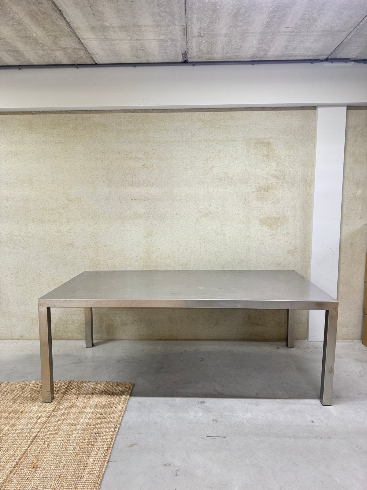 RVS/chrome/metalen eettafel, Huis en Inrichting, Tafels | Eettafels, Ophalen, Gebruikt, 50 tot 100 cm, Vier personen