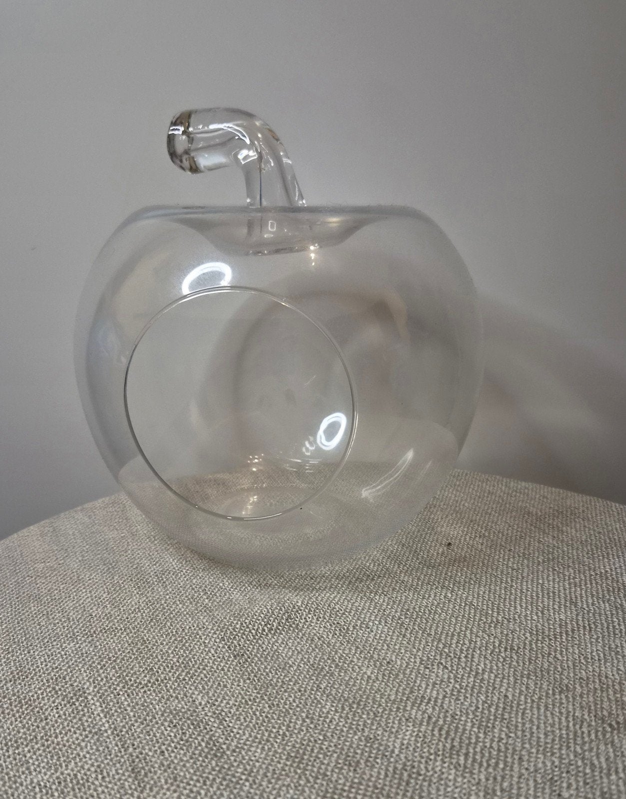 Glazen appel decoratie - Terrarium of vaas, Ophalen of Verzenden, Zo goed als nieuw, Modern, Wit