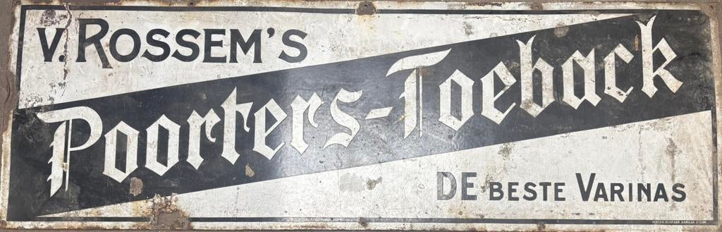 Zeldzaam groot emaille bord Van Rossem Toeback 1930, Ophalen of Verzenden
