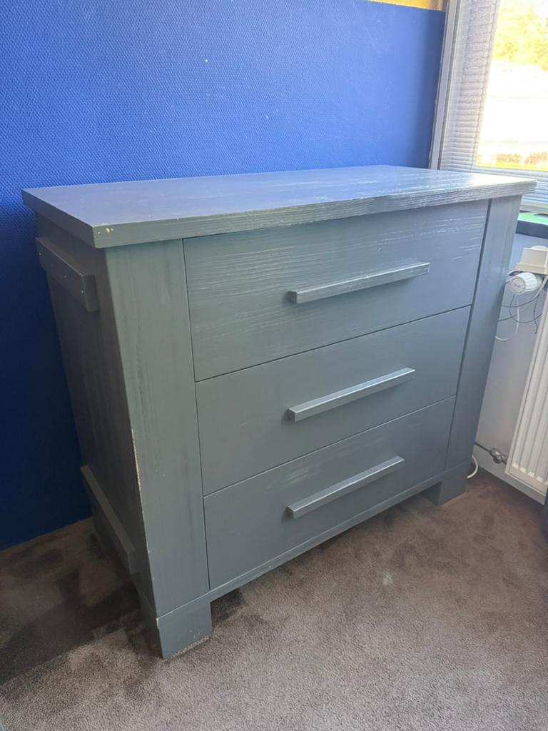 Bopita deep grey ledikant commode wandschap, Ophalen, Zo goed als nieuw, 3 of 4 laden, Minder dan 100 cm