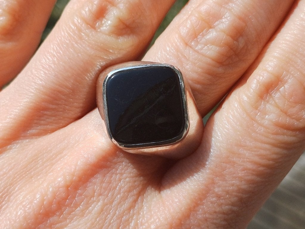 Vanoli 925 zilveren heren ring met onyx maat 20,25, Sieraden, Tassen en Uiterlijk, Vanoli, 20 of groter, Heer, Nieuw