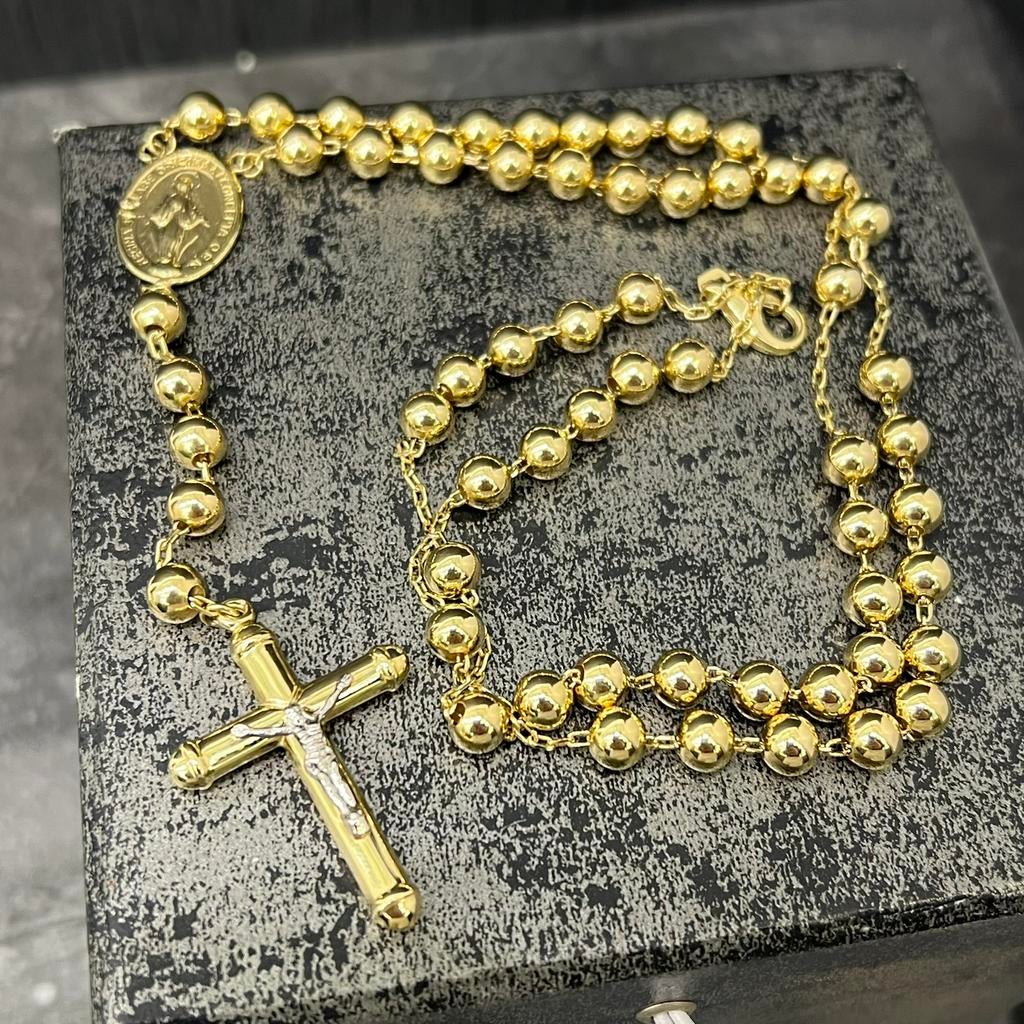 14k gouden ketting rozenkrans dik schakel italy 14 karaat, Sieraden, Tassen en Uiterlijk, Kettingen, Ophalen of Verzenden, Zo goed als nieuw