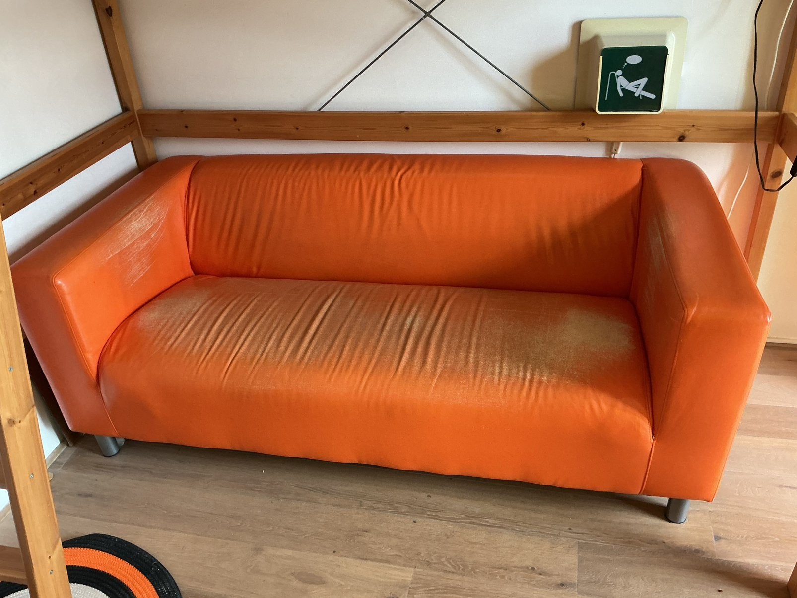 IKEA Klippan oranje kunstleer, vintage look, Huis en Inrichting, Banken | Bankstellen, Ophalen, Overige materialen, Scandinavisch design
