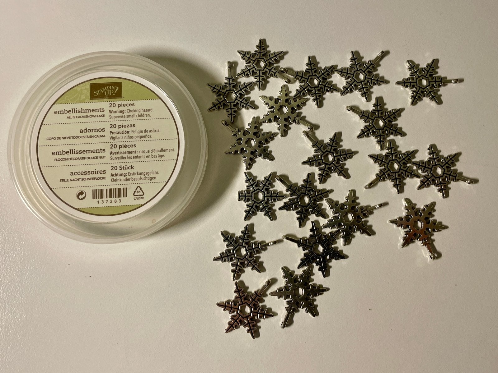 Stampin' Up! Sneeuwvlok Embellishments (20 stuks), Zilver, Nieuw, Overige merken, Kerstmis
