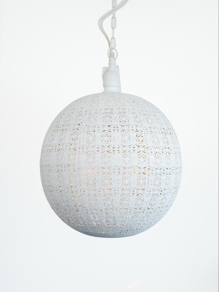 Gloednieuwe Witte Hanglamp met Decoratief Patroon, Huis en Inrichting, Ophalen, Nieuw, Metaal, Minder dan 50 cm