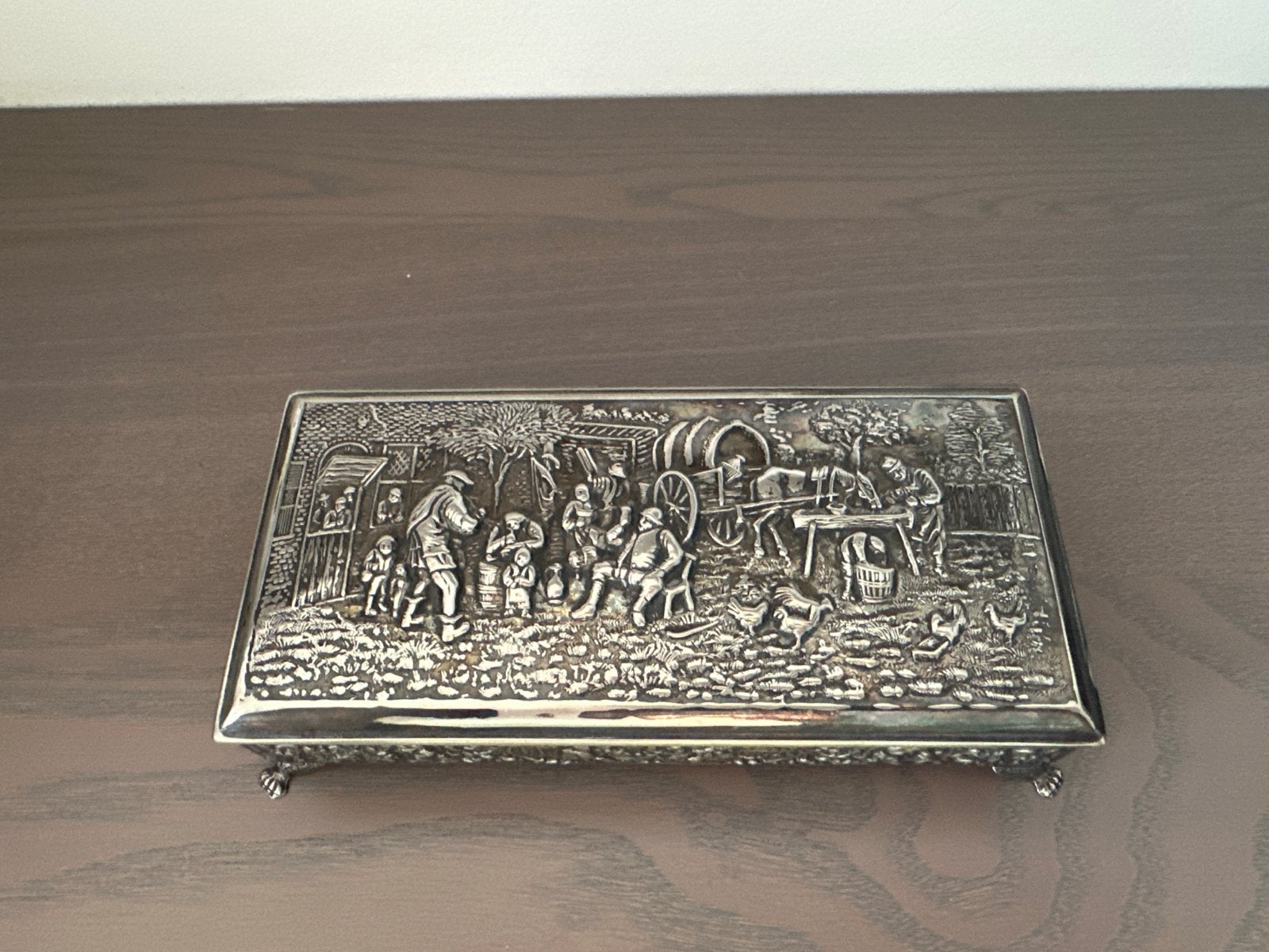 Antiek verzilverd Sigarendoosje, Ophalen of Verzenden, Zilver